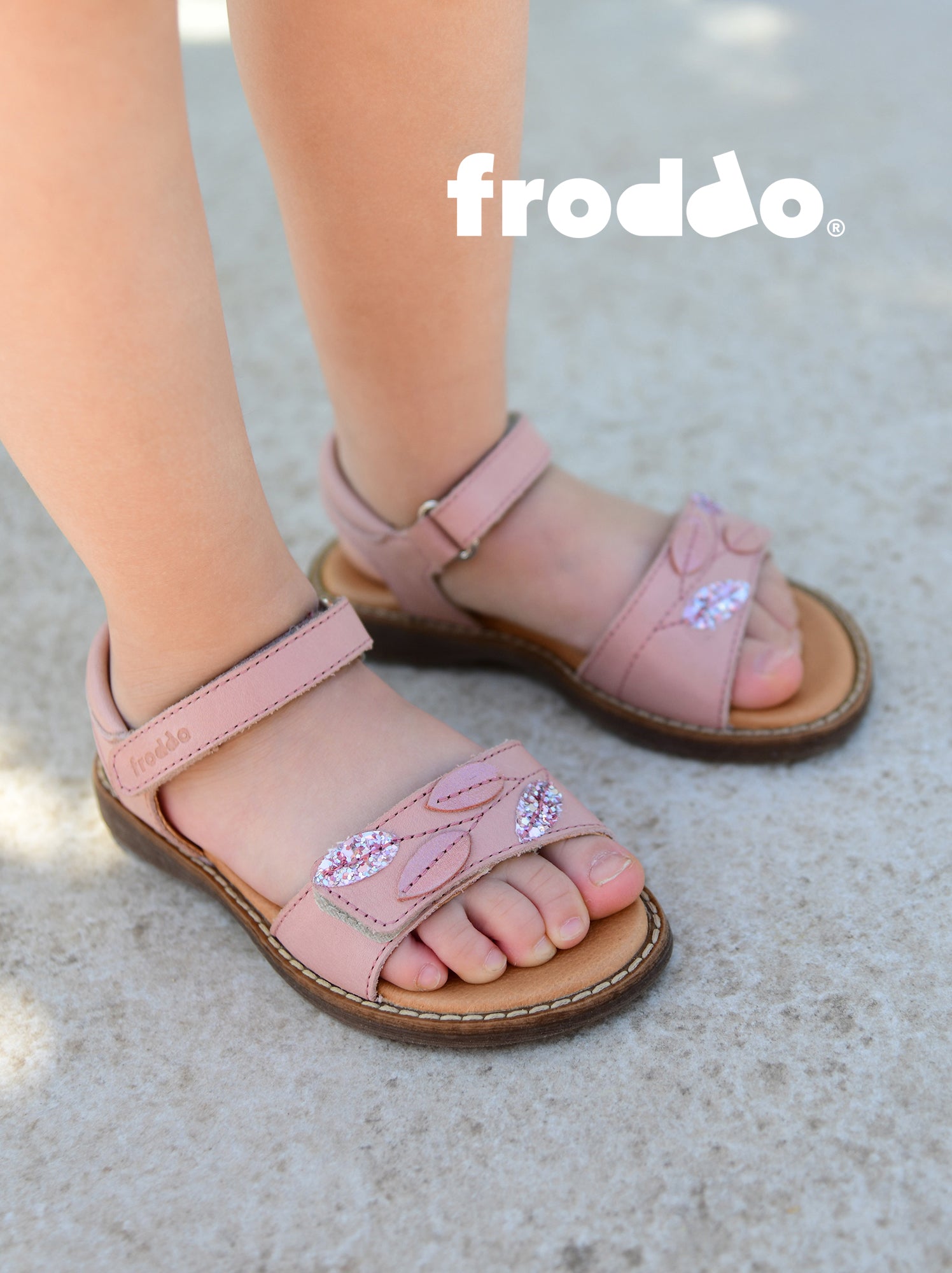 סנדלי בנות עור עלים ורוד FRODDO G3150288