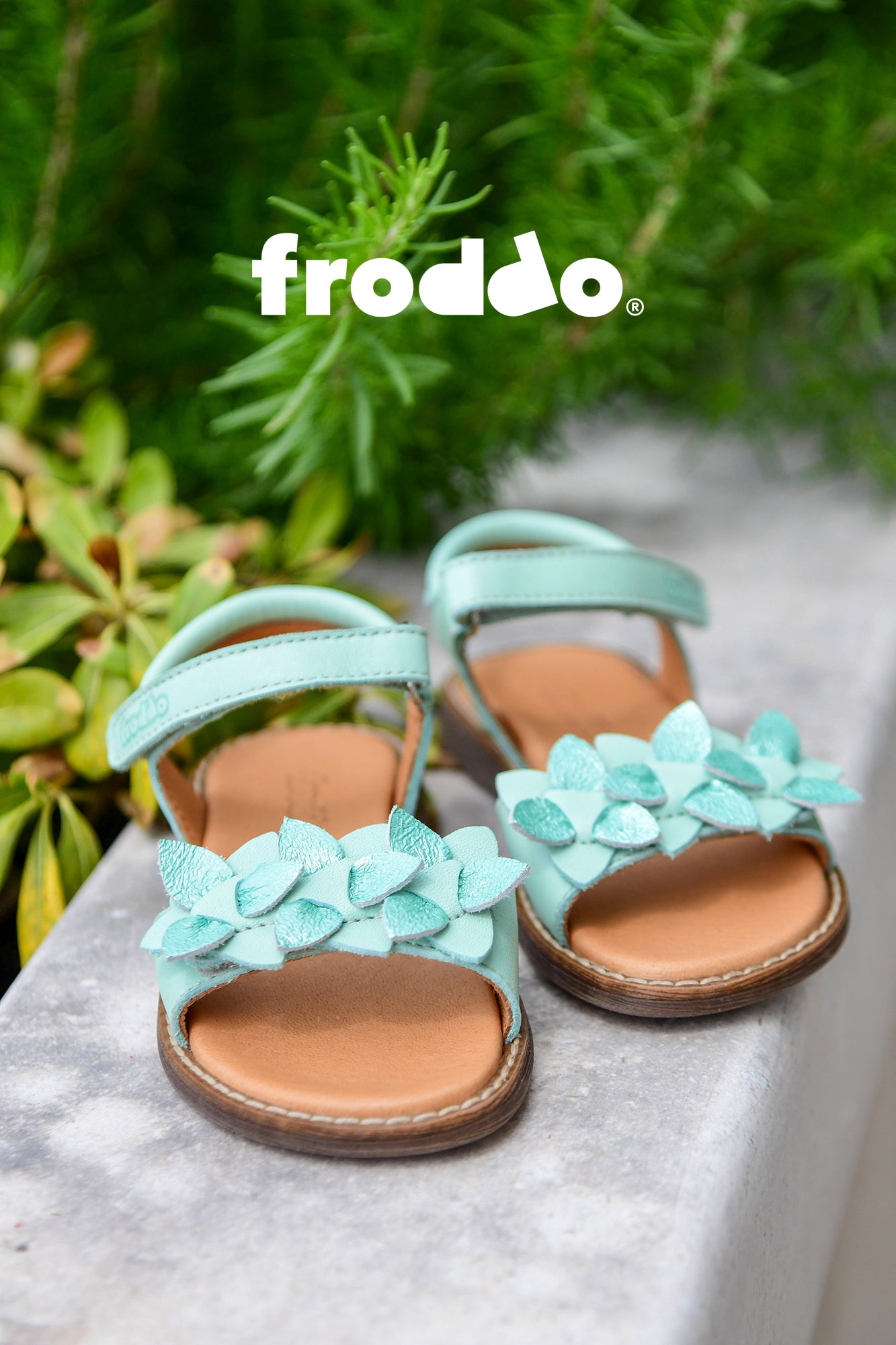 סנדלי בנות עור פרחים מנטה FRODDO G3150251