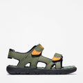 סנדלי Timberland ירוקים עם רצועות ותפיחי עור כתומים
