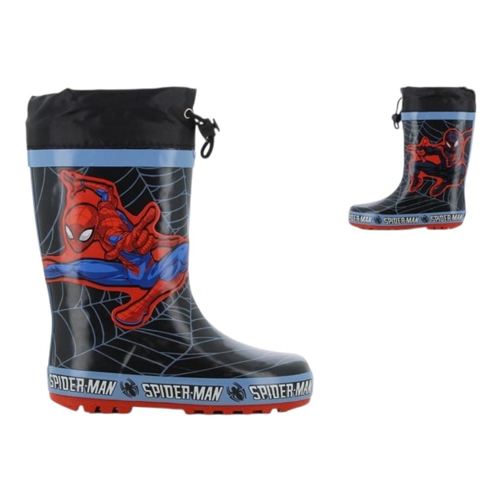 מגפי גשם שחורות Spider-Man SP015639 עם הדפס ספיידרמן וסוליה אדומה