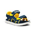 סנדלי Timberland לילדים כחולים עם רצועות צהובות וסוליה לבנה