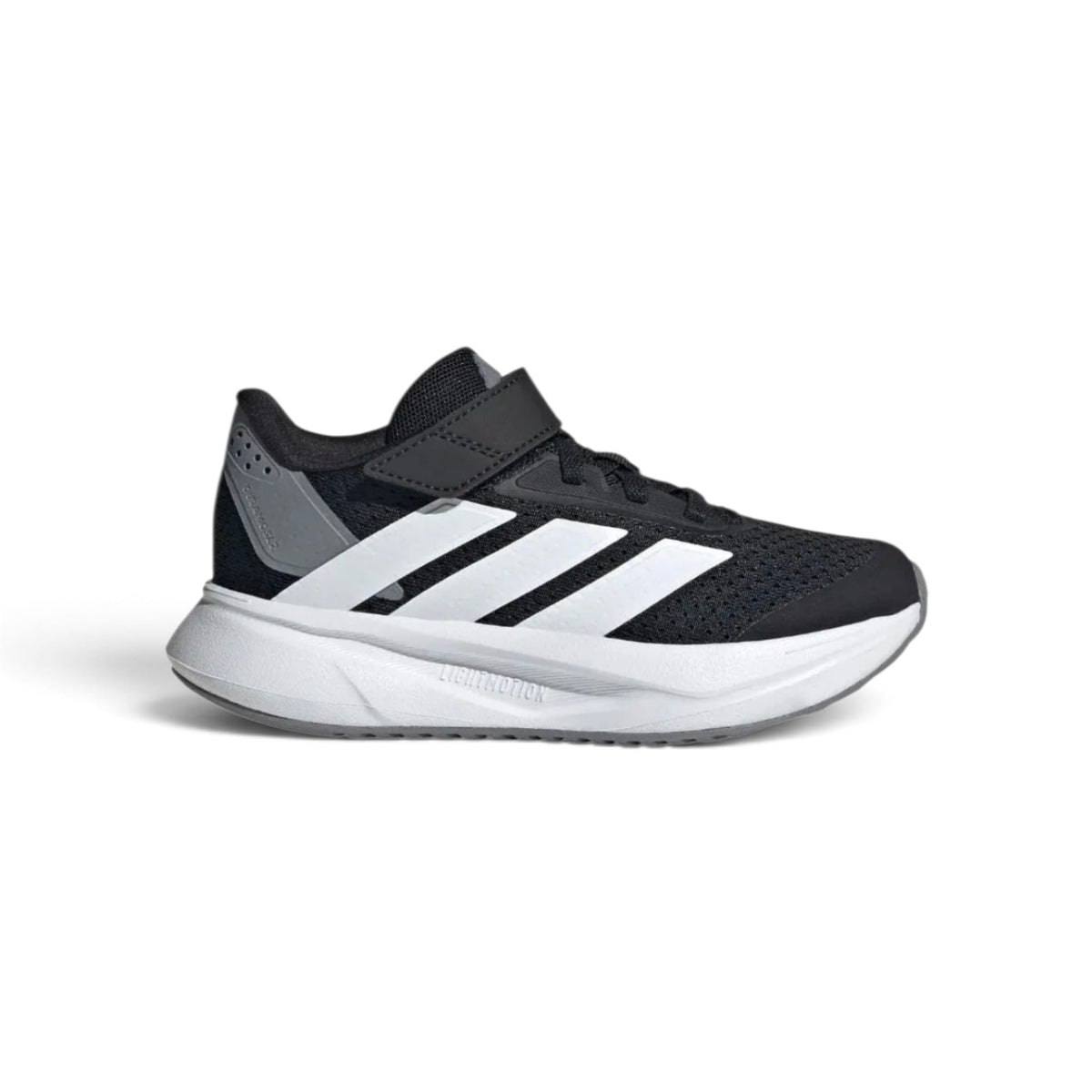 נעלי ספורט Adidas שחורות עם שלושה פסים לבנים וסוליה בהירה