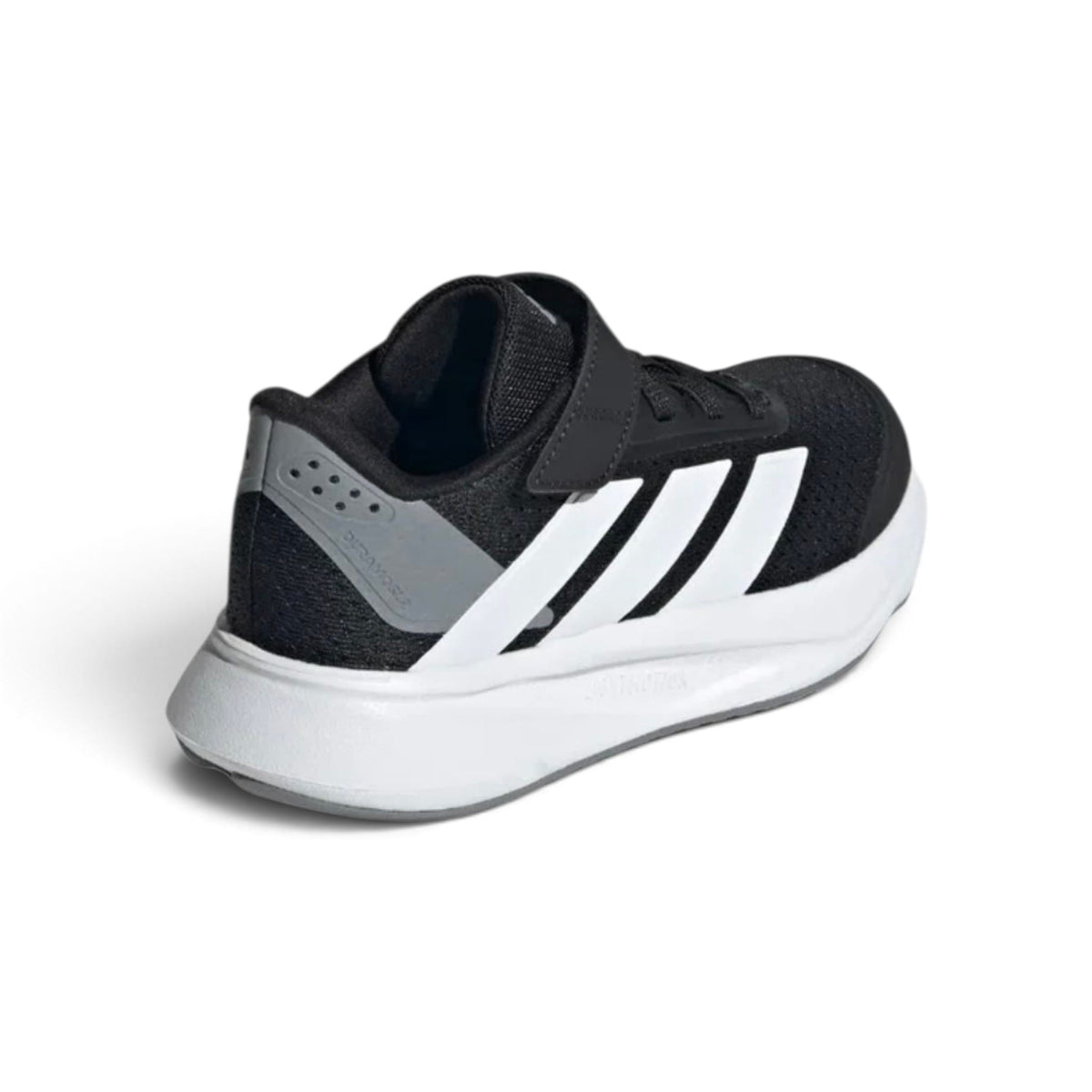נעלי ספורט Adidas שחורות עם שלושה פסים לבנים וסוליה לבנה