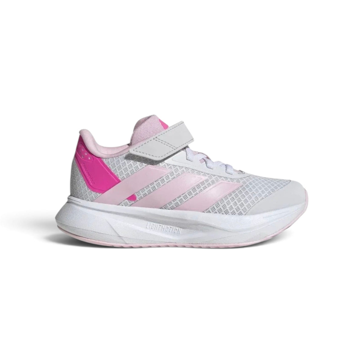 נעלי ספורט Adidas לילדות בגוון אפור עם פאנלים ורודים ולוגו בצד