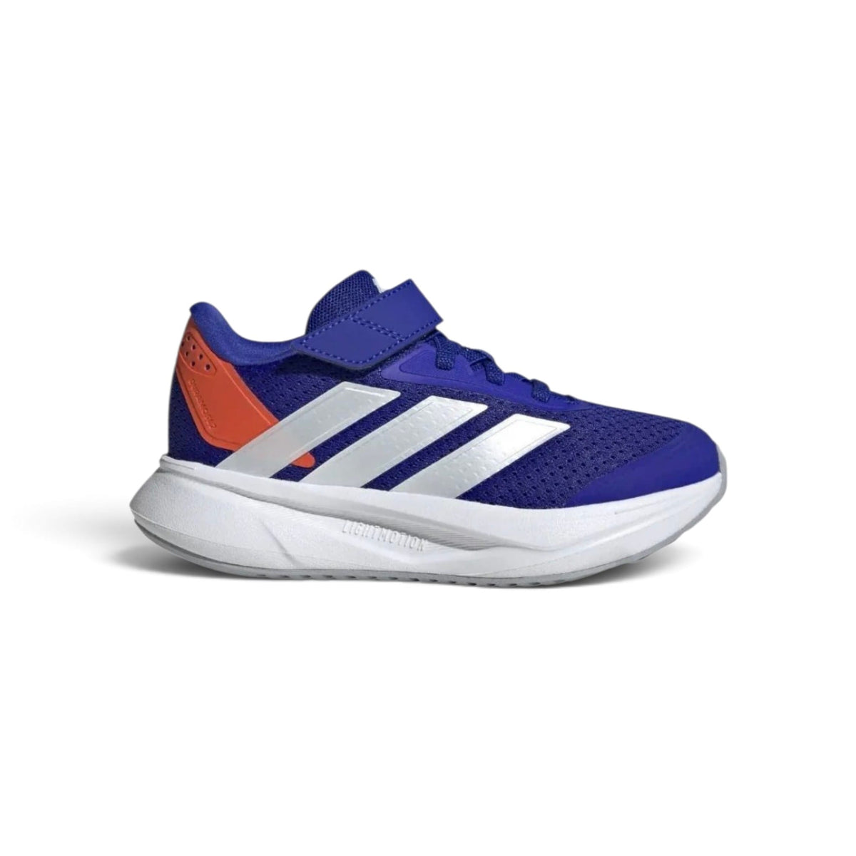 נעלי ספורט כחולות לילדים של Adidas עם שרוכים ושלוש פסים לבנים